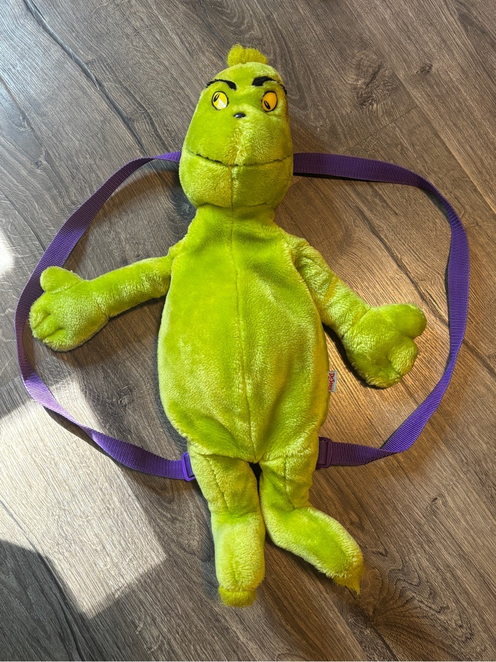 Plush Grinch Small Backpack with Purple Straps